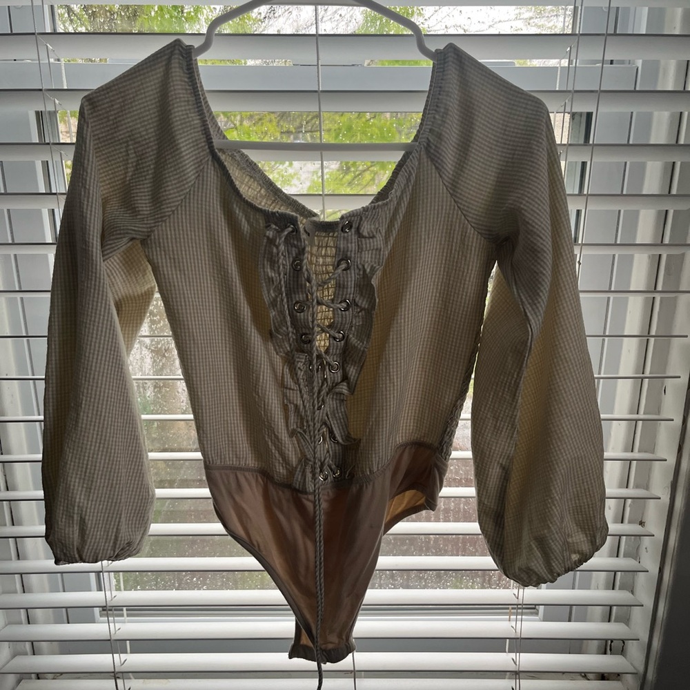 Superdown bodysuit lace up top from Revolve